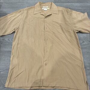 Syllables Beige Collared Short Sleeve Button Up Shirt | Size M